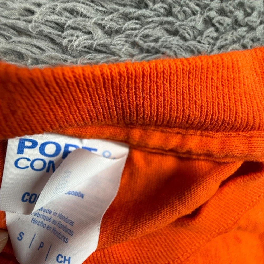 Trader Joe's Crew Employee Work Shirt NWOT Crew Neck Long Sleeve Uni S Orange